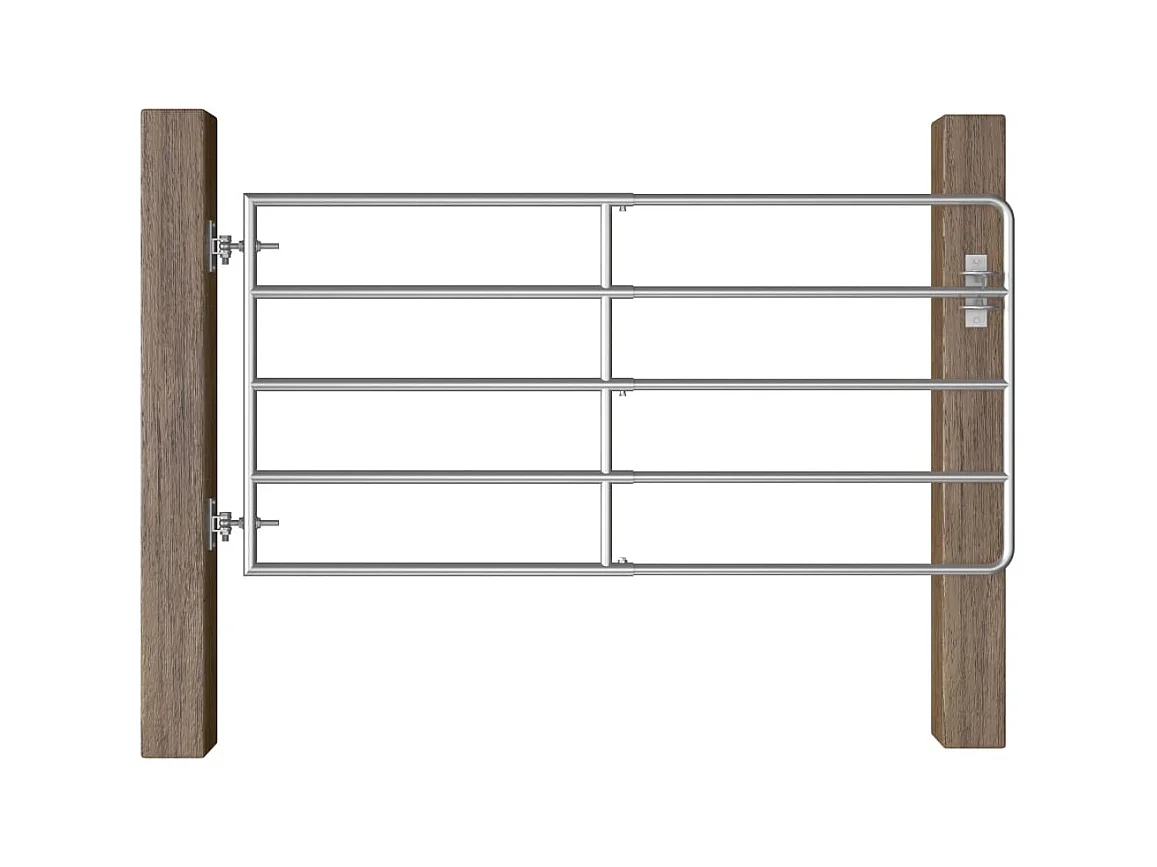 Portillon à 5 barres Acier (95-170)x90cm Argenté