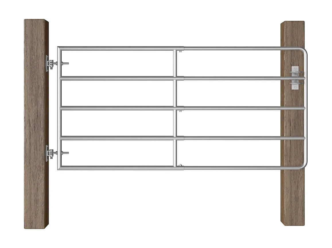 Portillon à 5 barres Acier (95-170)x90cm Argenté