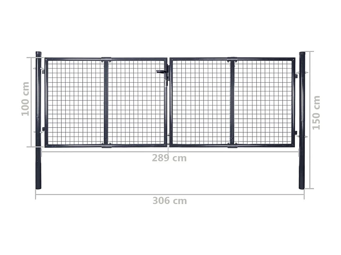 Portail en maille Acier galvanisé 289x100 Gris