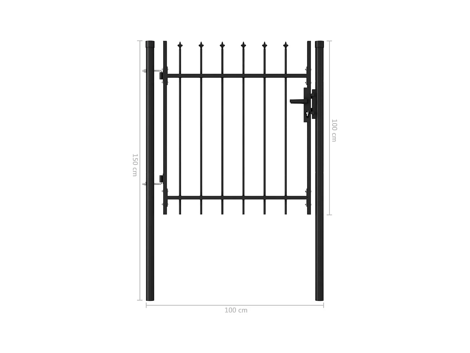 Portillon simple porte avec dessus à pointe Acier 1x1 m Noir