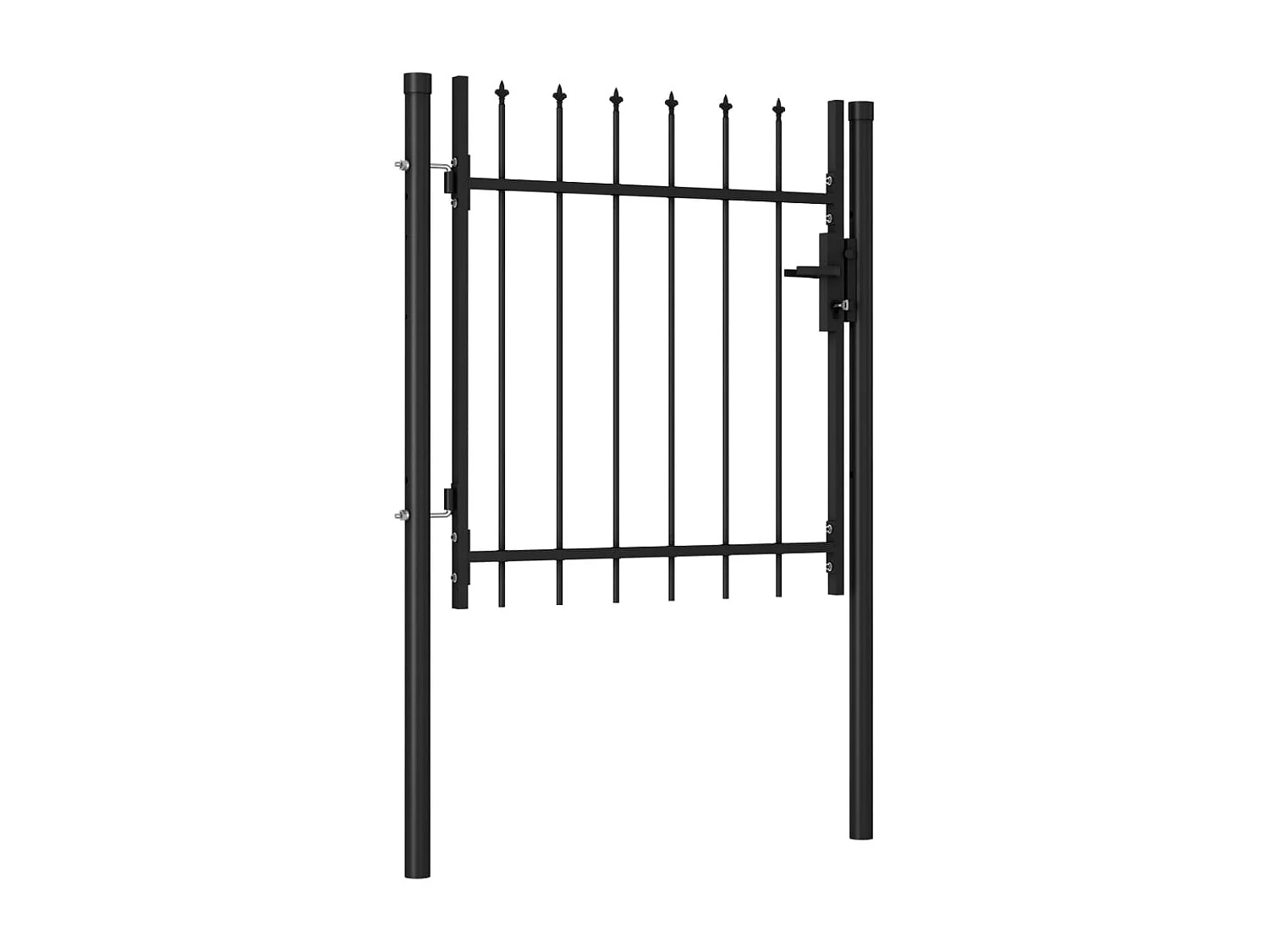 Portillon simple porte avec dessus à pointe Acier 1x1 m Noir