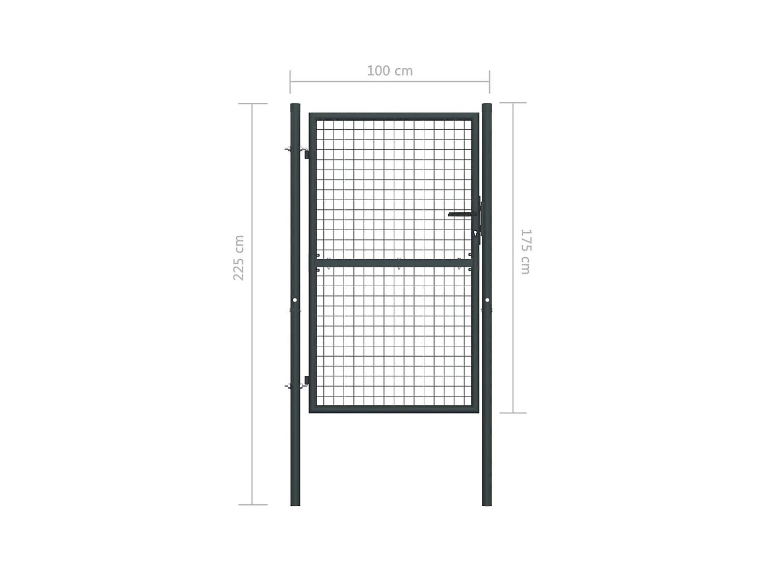Portail en maille de jardin Acier galvanisé 100x225 Gris