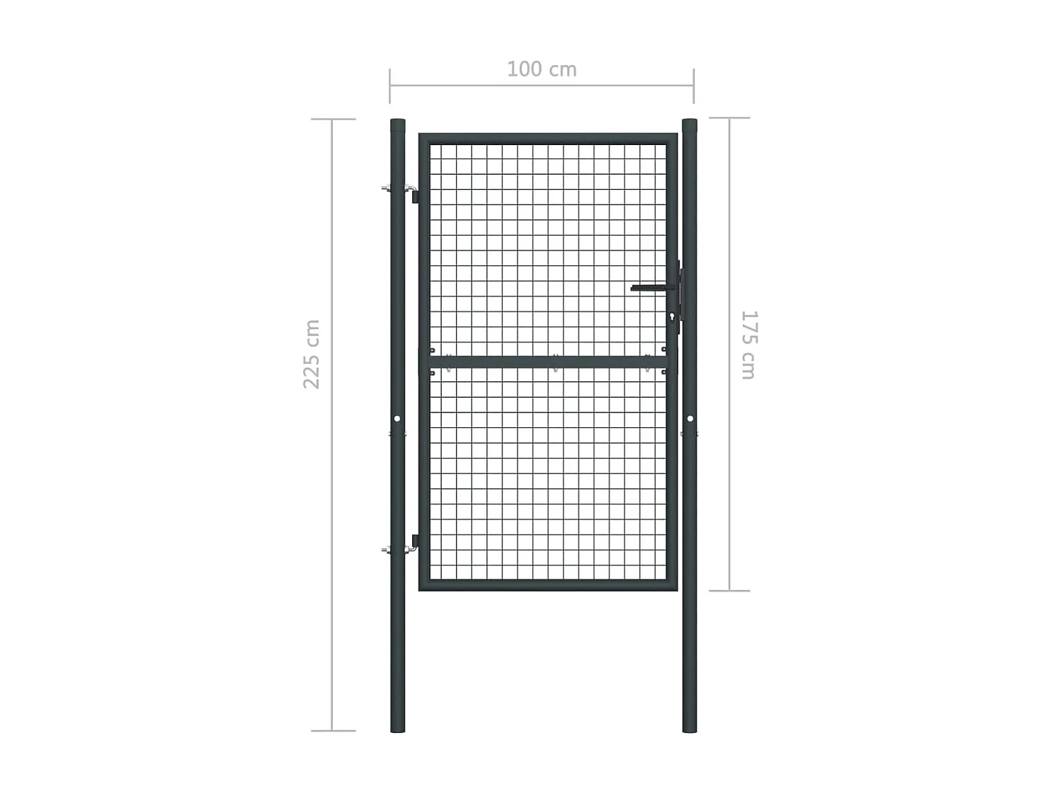 Portail en maille de jardin Acier galvanisé 100x225 Gris
