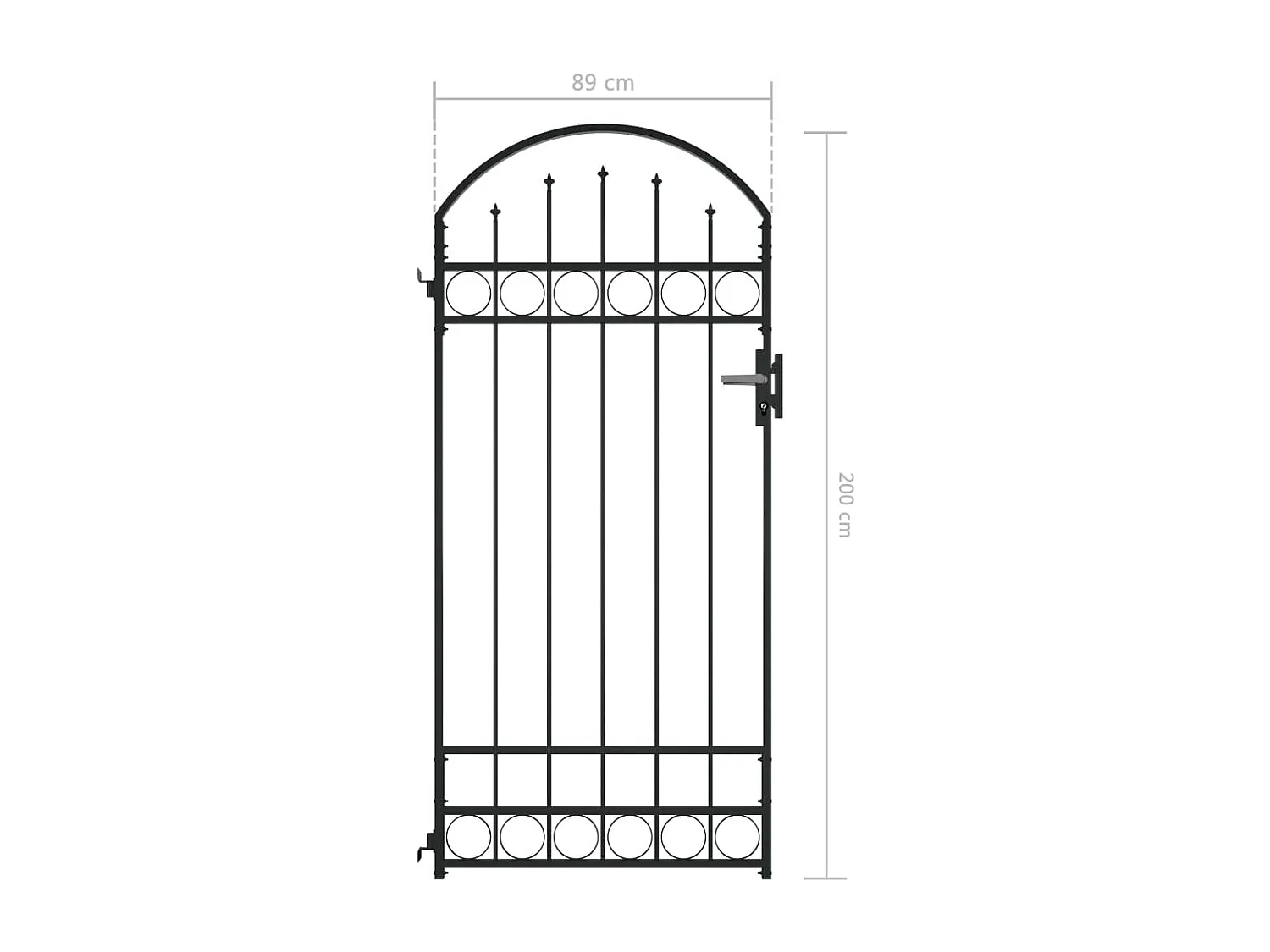 Portail de jardin avec dessus arqué Acier 89x200 Noir