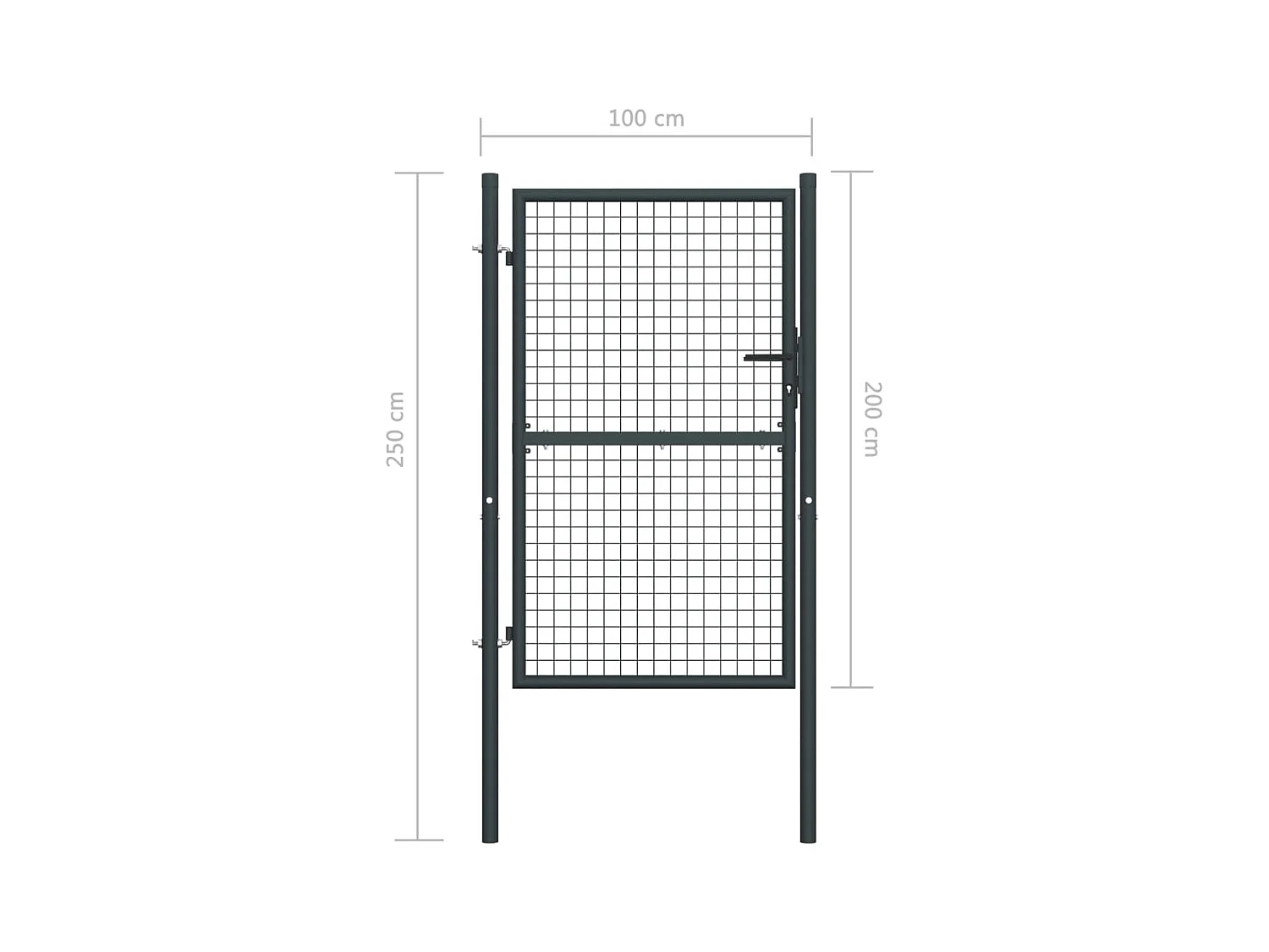 Portail en maille de jardin Acier galvanisé 100x250 Gris