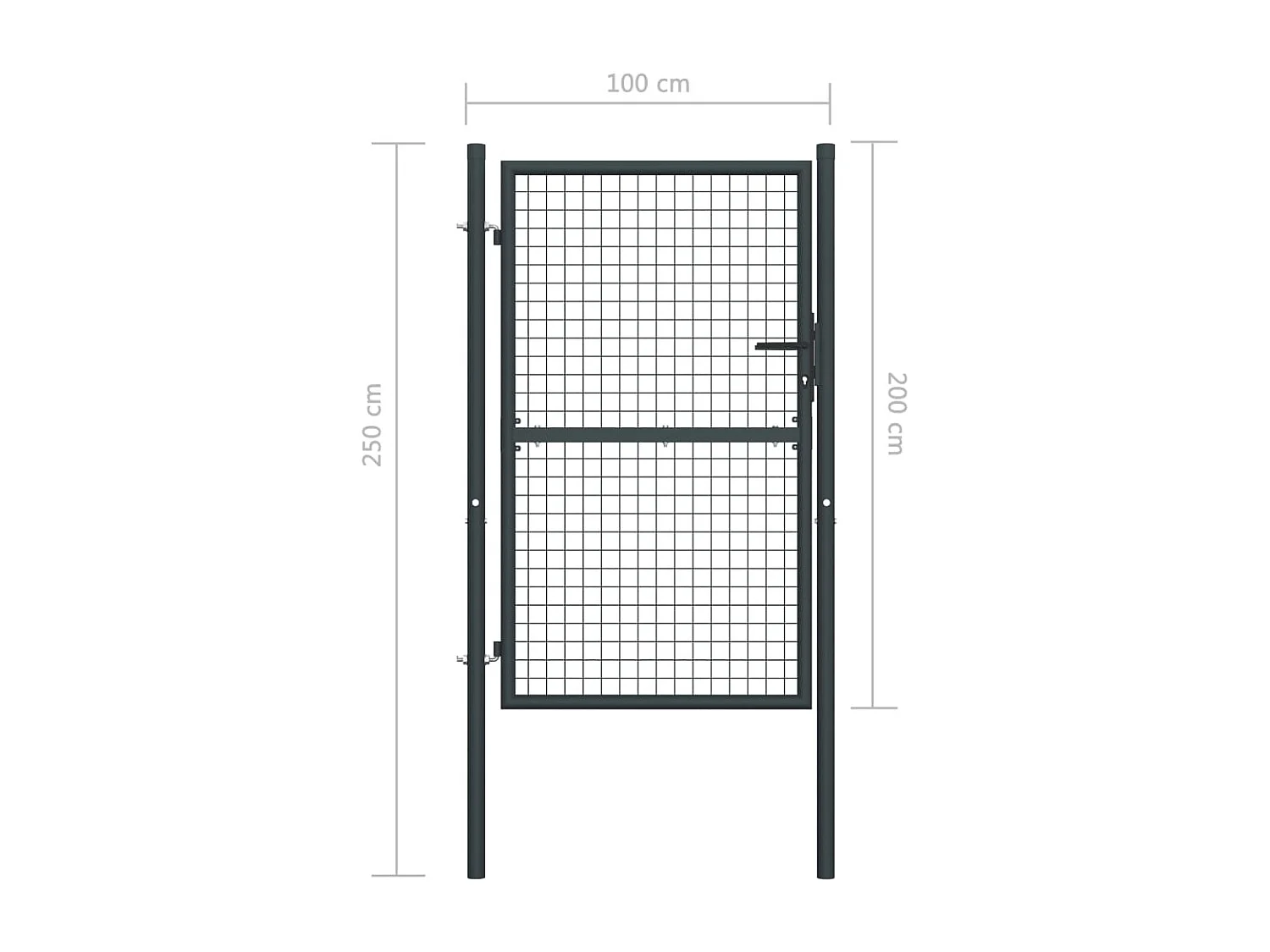 Portail en maille de jardin Acier galvanisé 100x250 Gris