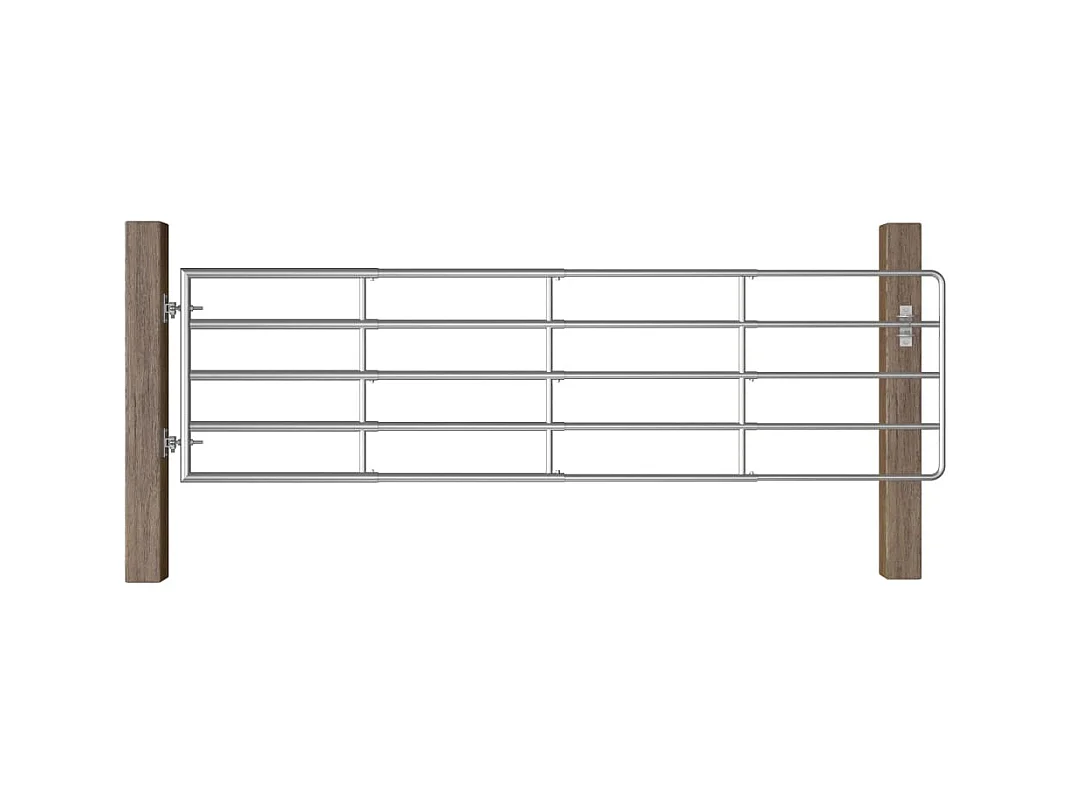 Portillon à 5 barres Acier (115-300)x90cm Argenté