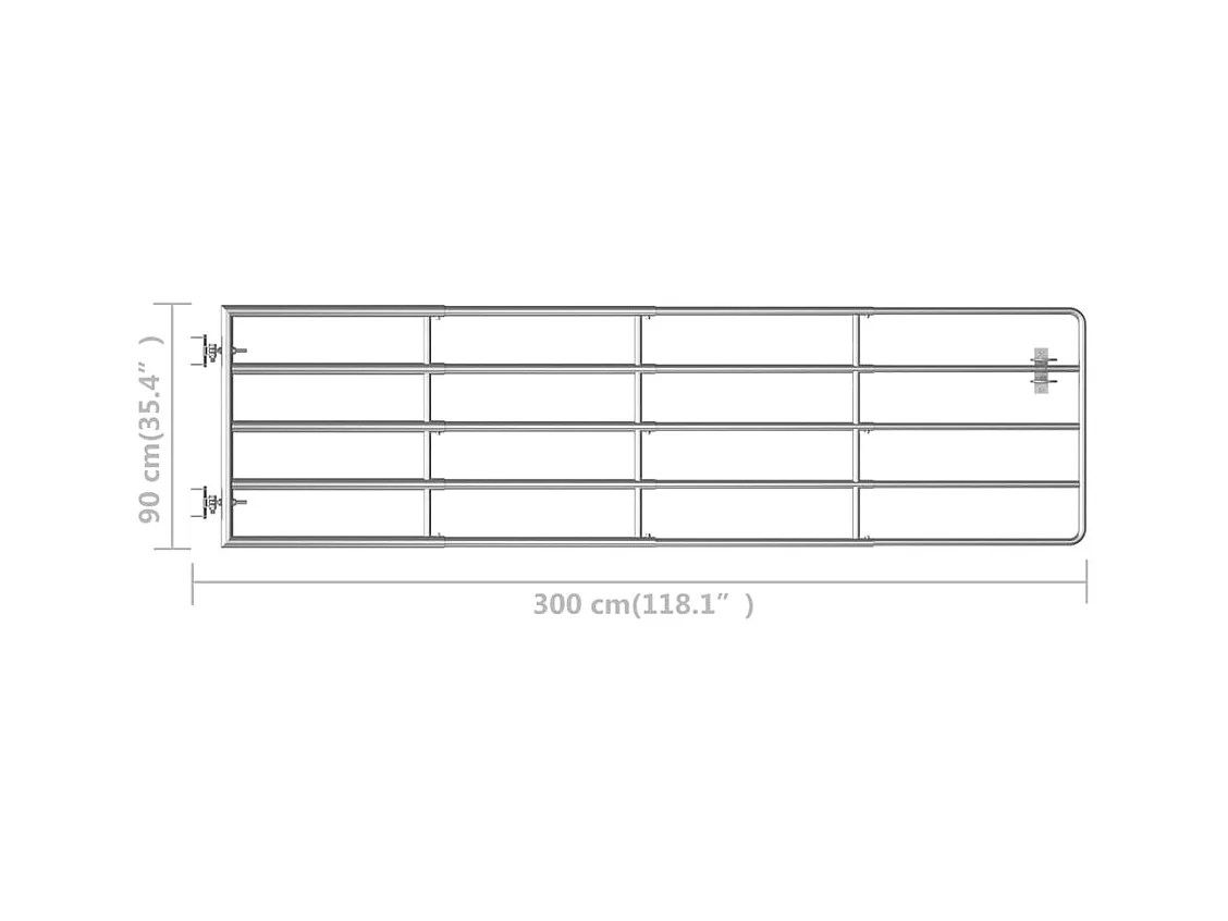 Portillon à 5 barres Acier (115-300)x90cm Argenté