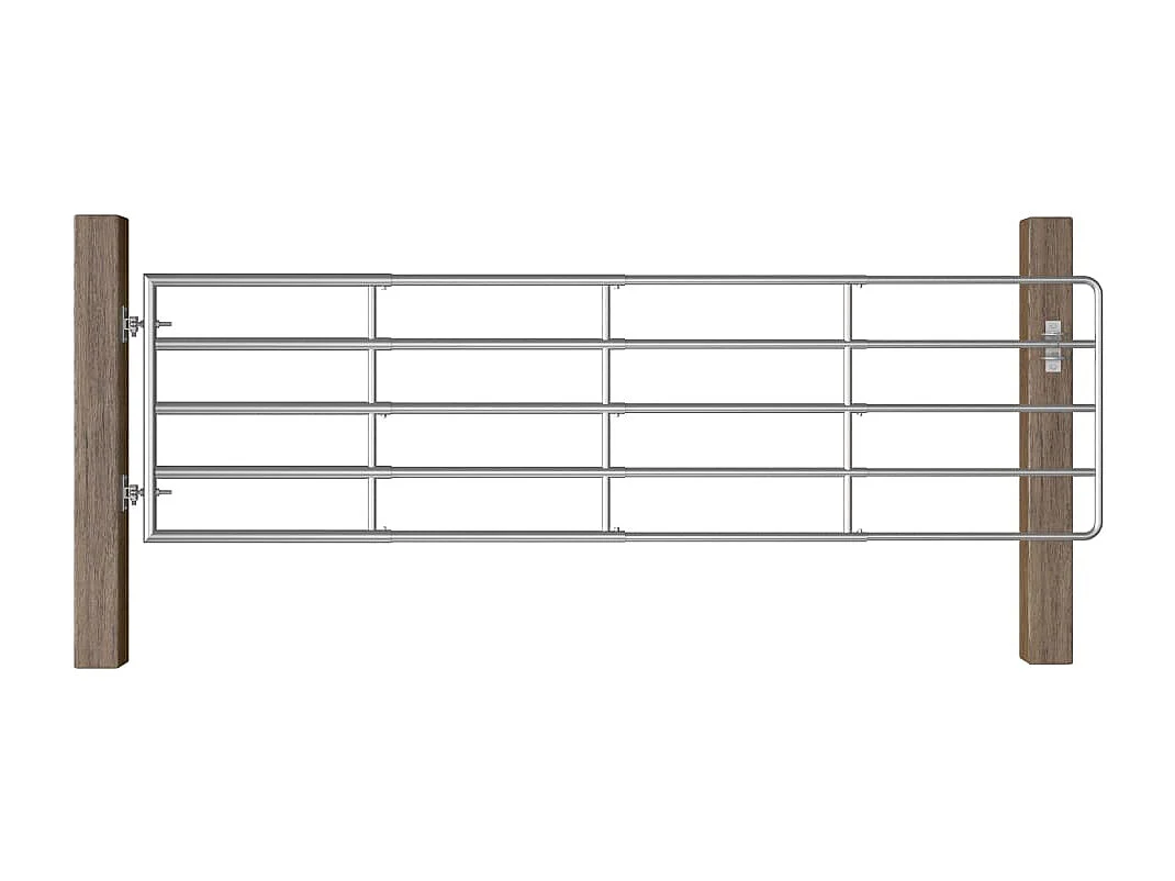 Portillon à 5 barres Acier (115-300)x90cm Argenté