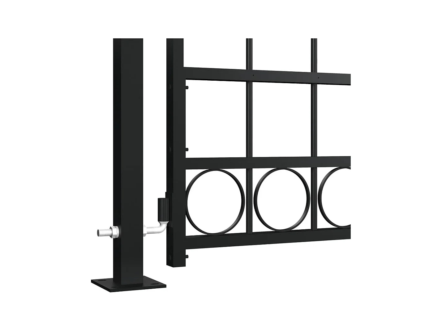 Portail de clôture à dessus arqué et 2 poteaux 105x204 Noir