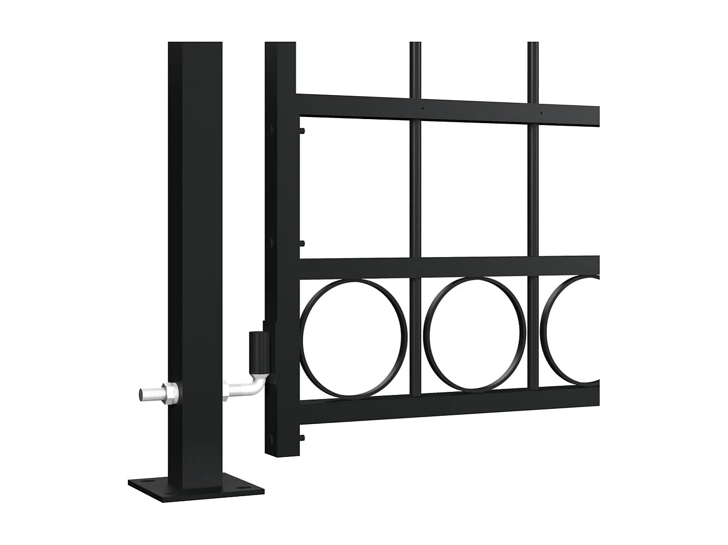 Portail de clôture à dessus arqué et 2 poteaux 105x204 Noir