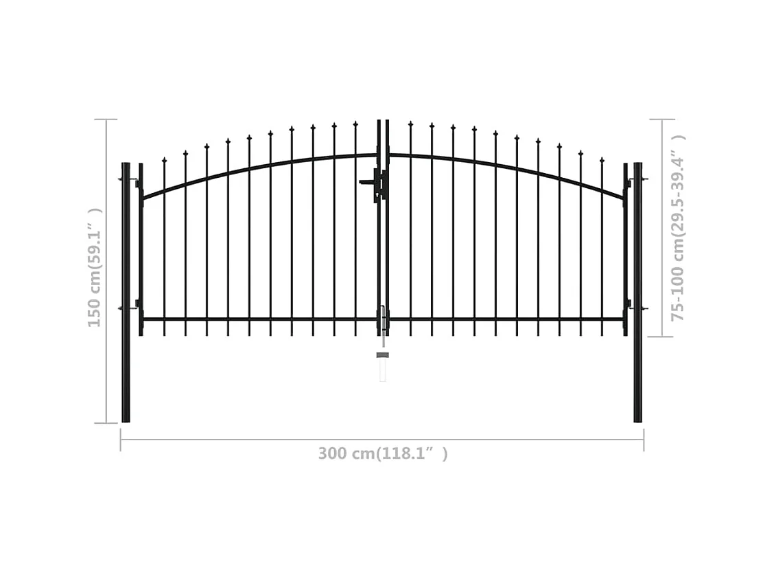 Double portail avec haut sous forme de lance 300x150