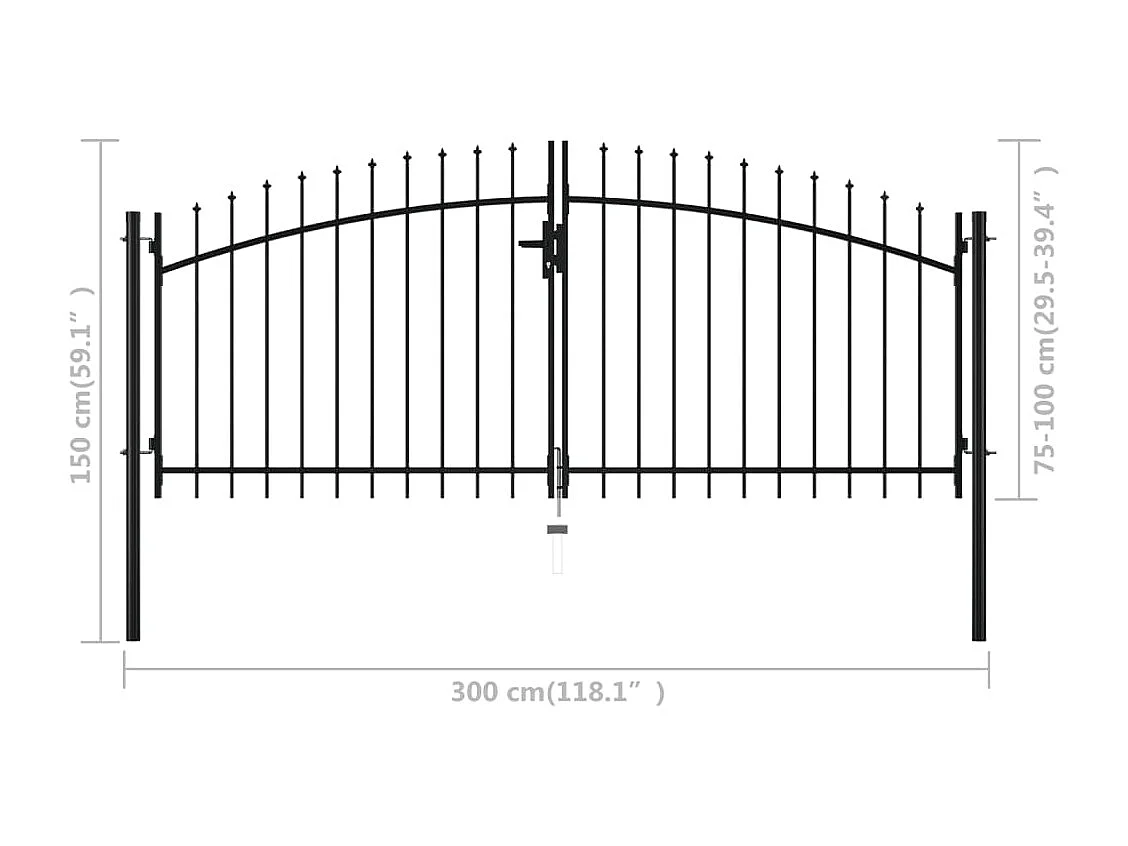 Double portail avec haut sous forme de lance 300x150