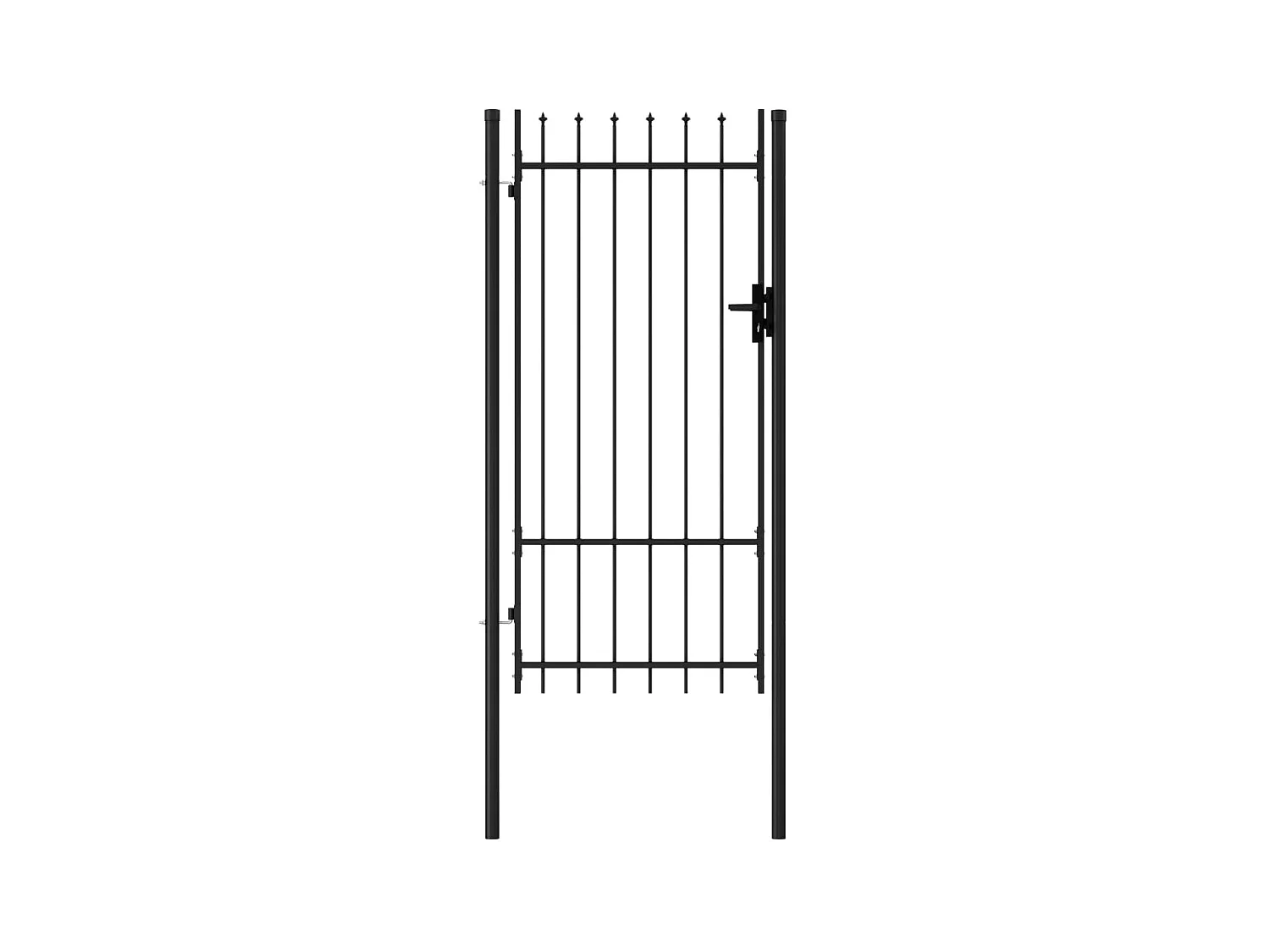 Portillon simple porte avec dessus à pointe Acier 1x2 m Noir