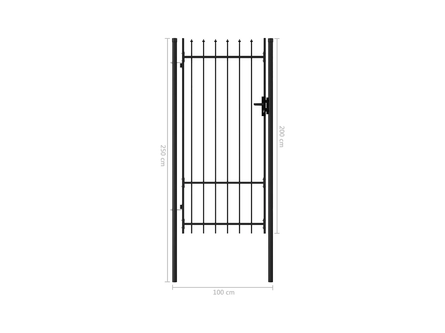 Portillon simple porte avec dessus à pointe Acier 1x2 m Noir