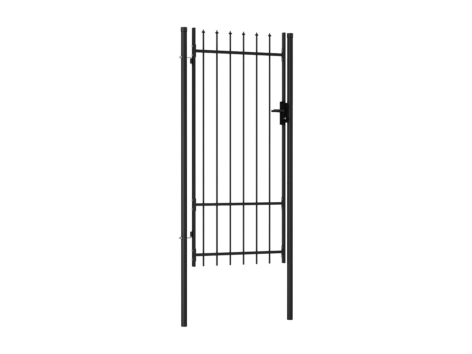 Portillon simple porte avec dessus à pointe Acier 1x2 m Noir