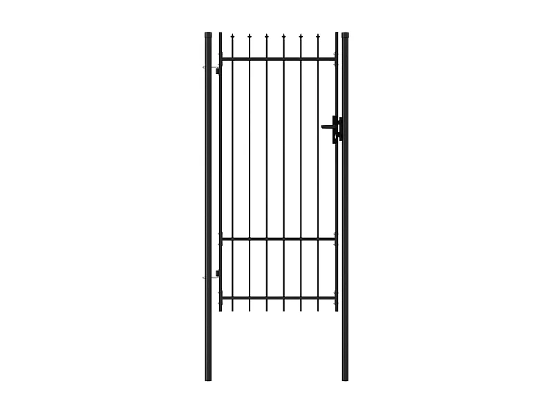 Portillon simple porte avec dessus à pointe Acier 1x2 m Noir