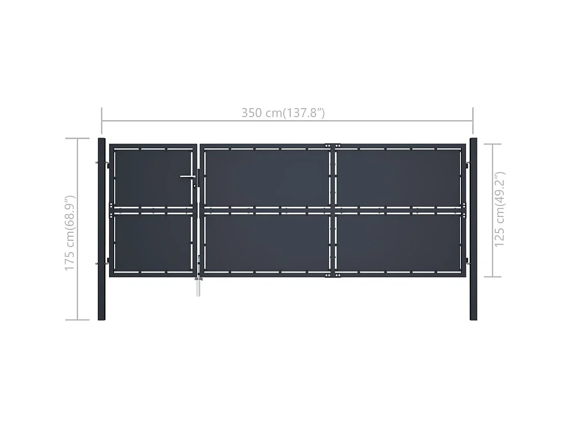 Portail de jardin Acier 350x125 Anthracite