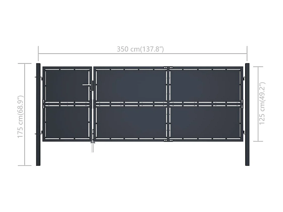 Portail de jardin Acier 350x125 Anthracite