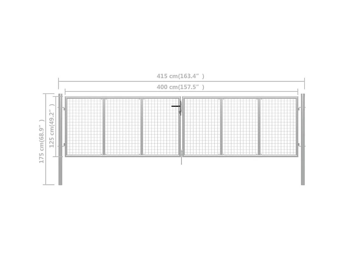 Porte de jardin Acier galvanisé 415x175 Argenté