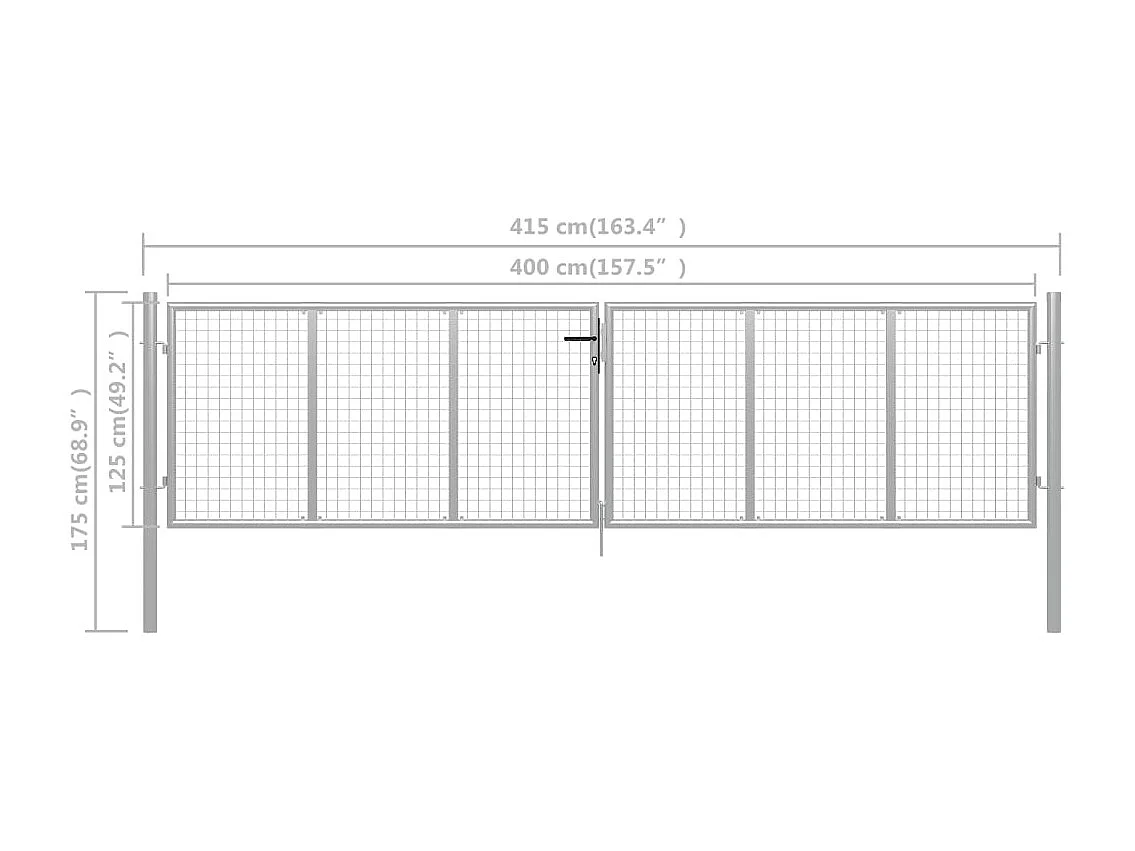 Porte de jardin Acier galvanisé 415x175 Argenté