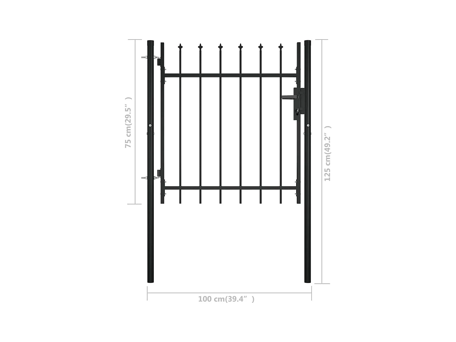 Portail avec haut sous forme de lance 100x75