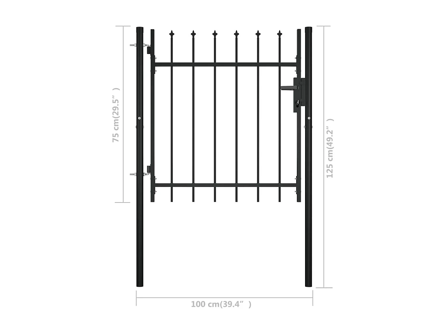 Portail avec haut sous forme de lance 100x75