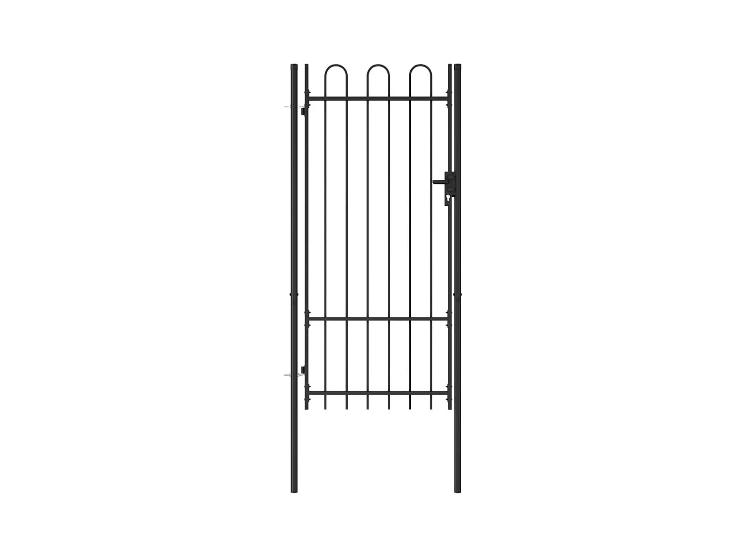 Portillon simple porte avec dessus arqué Acier 1x2 m Noir