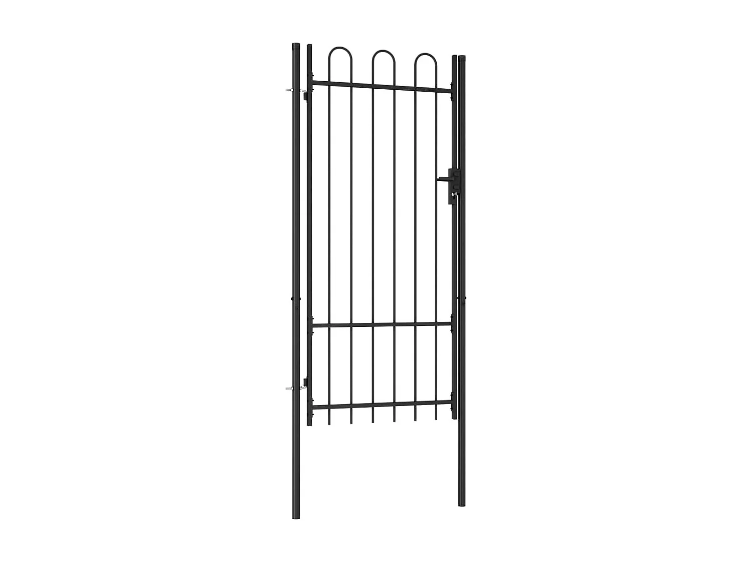 Portillon simple porte avec dessus arqué Acier 1x2 m Noir