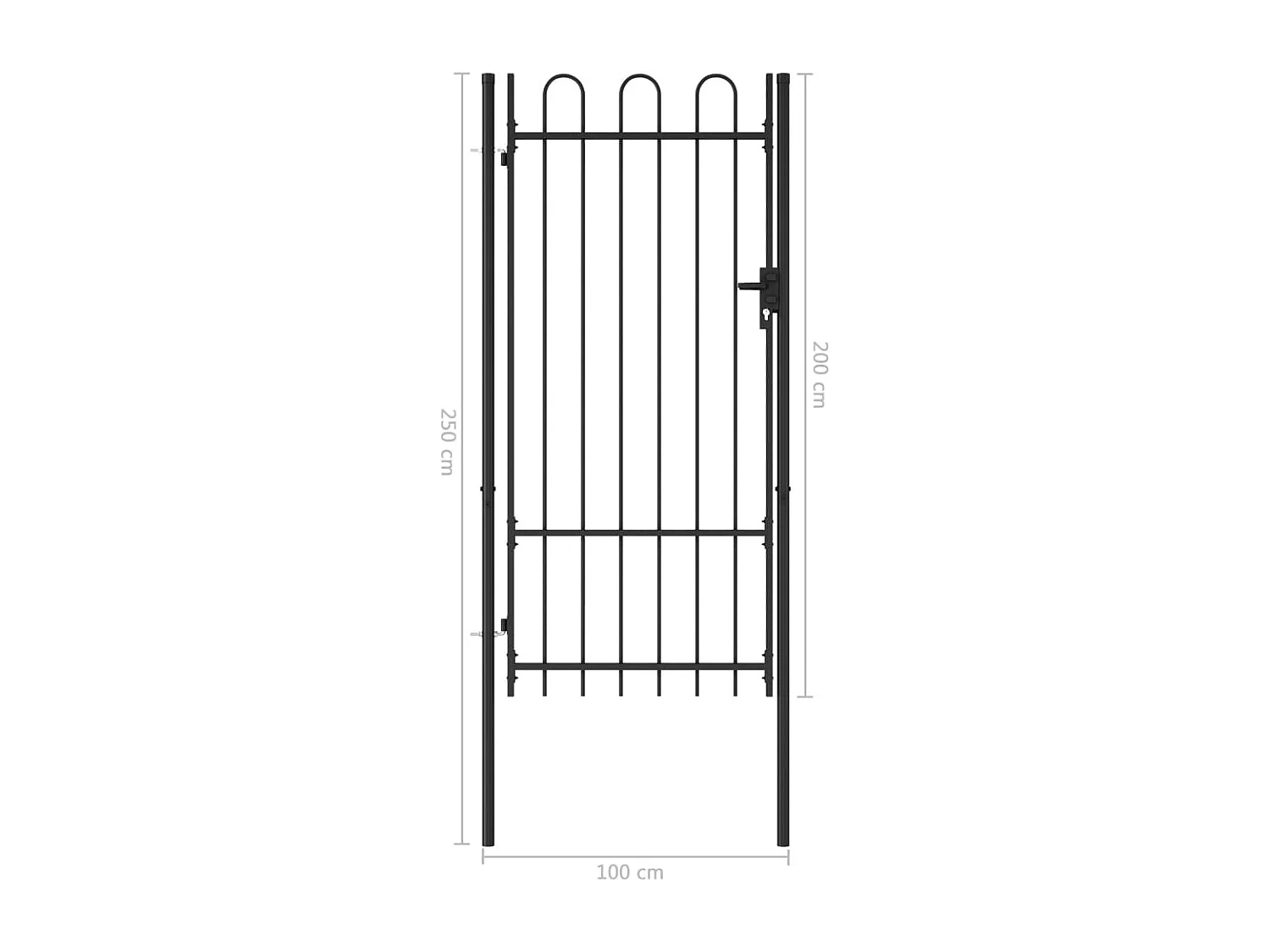 Portillon simple porte avec dessus arqué Acier 1x2 m Noir