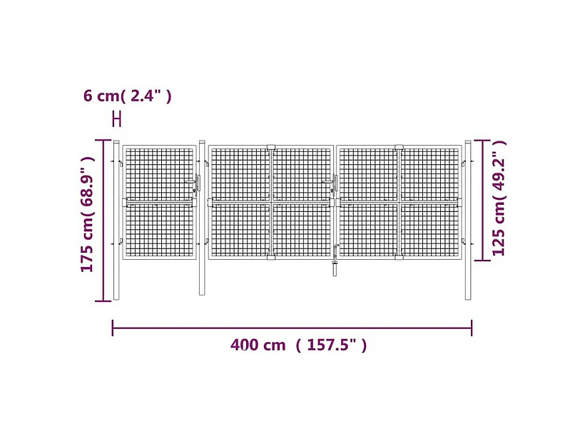 Portal de jardin maille anthracite 400x175 acier galvanisé