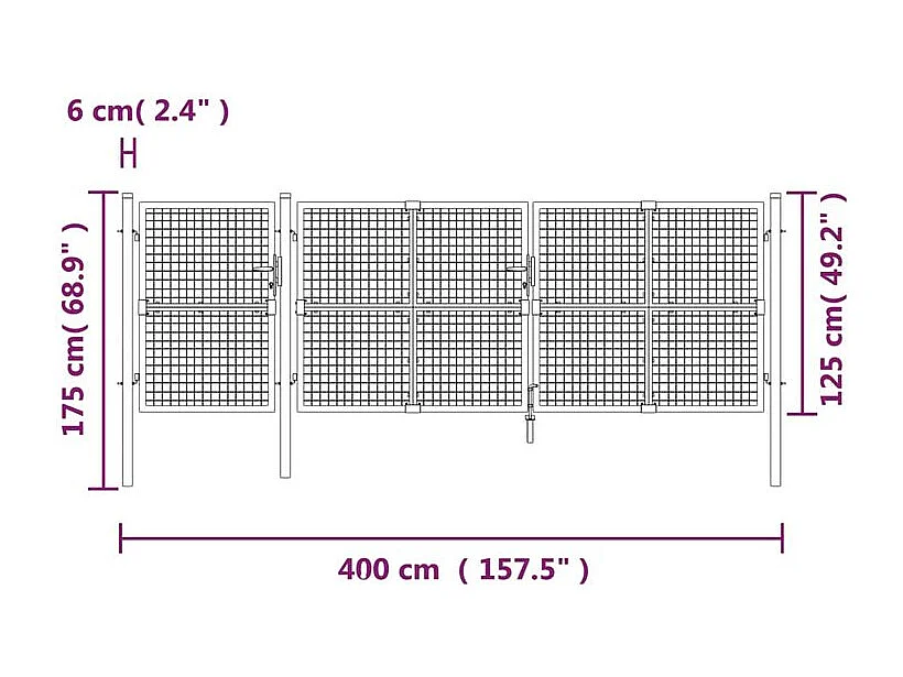 Portal de jardin maille anthracite 400x175 acier galvanisé
