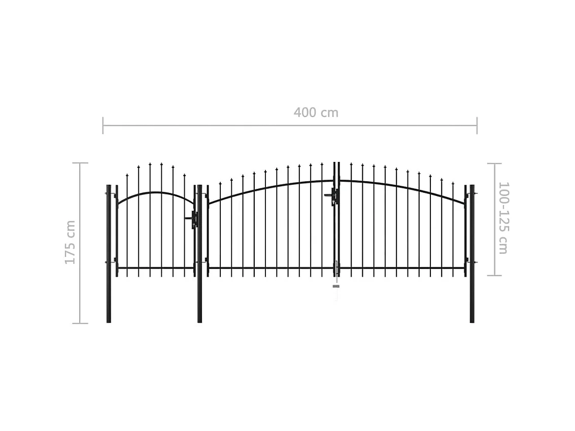 Portail de jardin Acier 1,75 x 4 m Noir