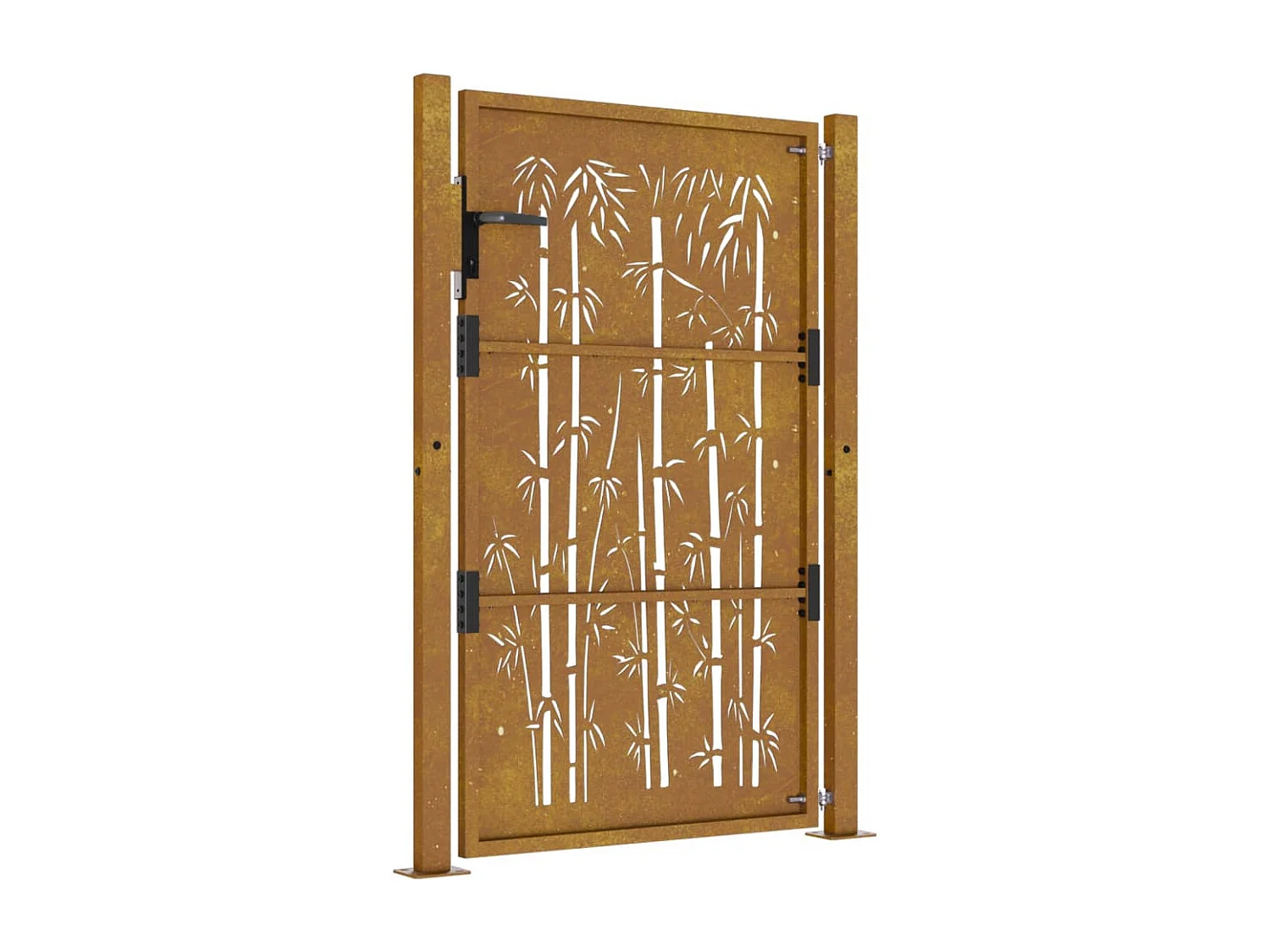 Portail de jardin 105x155 acier corten design de bambou