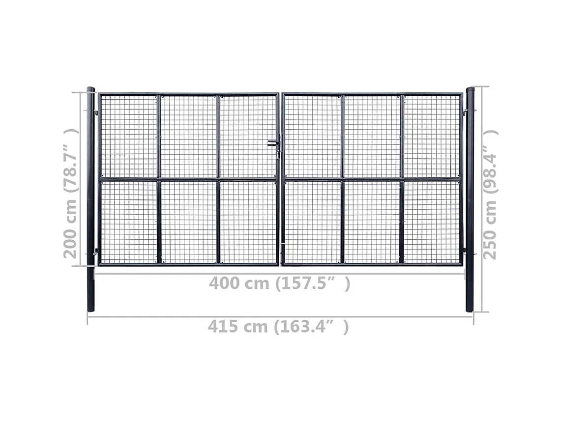 Portail en maille de jardin Acier galvanisé 400x200 Gris