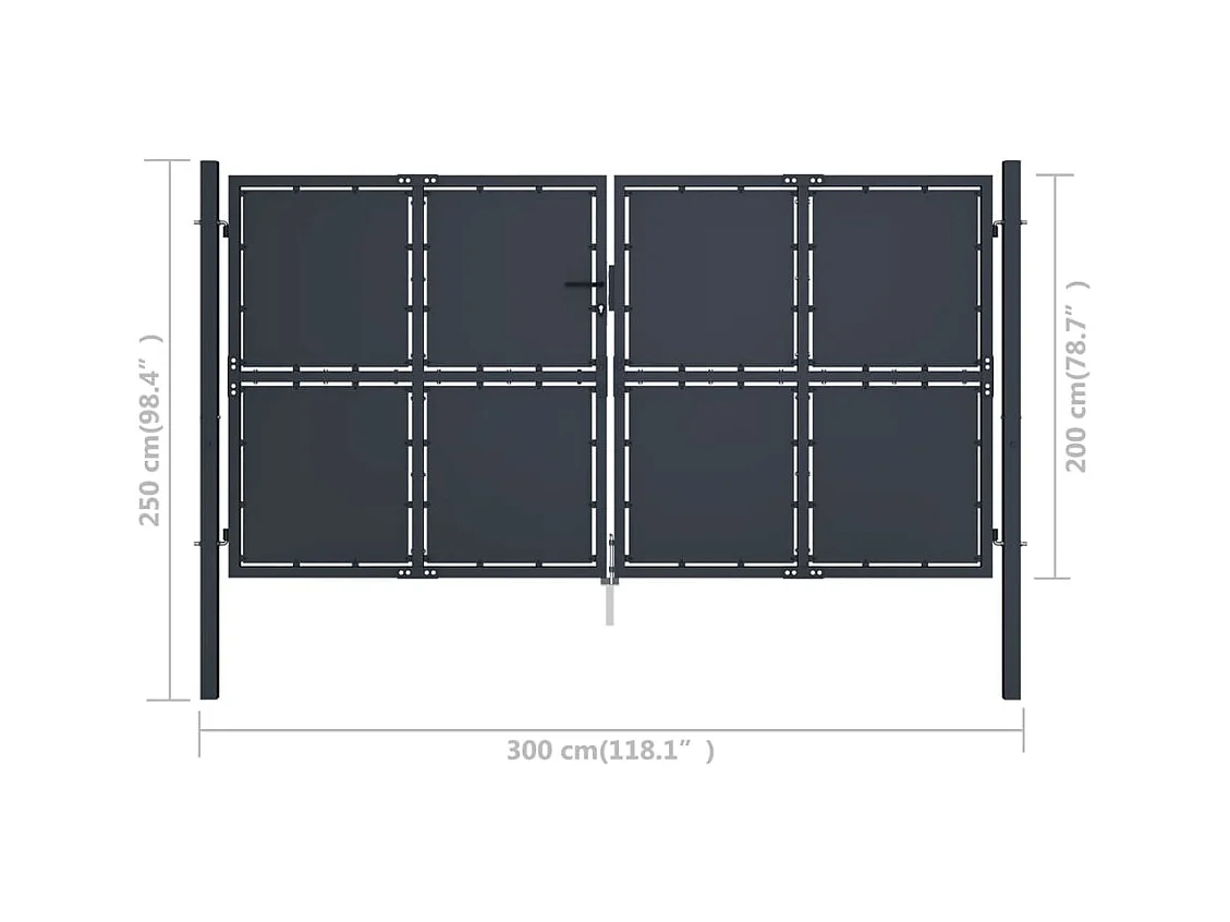 Portail de jardin Acier 300x200 Anthracite