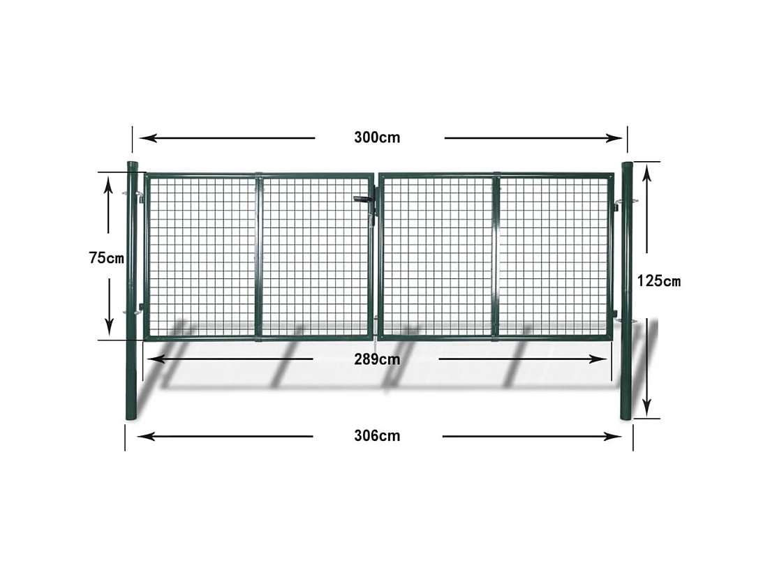 Portail de Clôture en Grillage Galvanisée 289x75 - 306x125