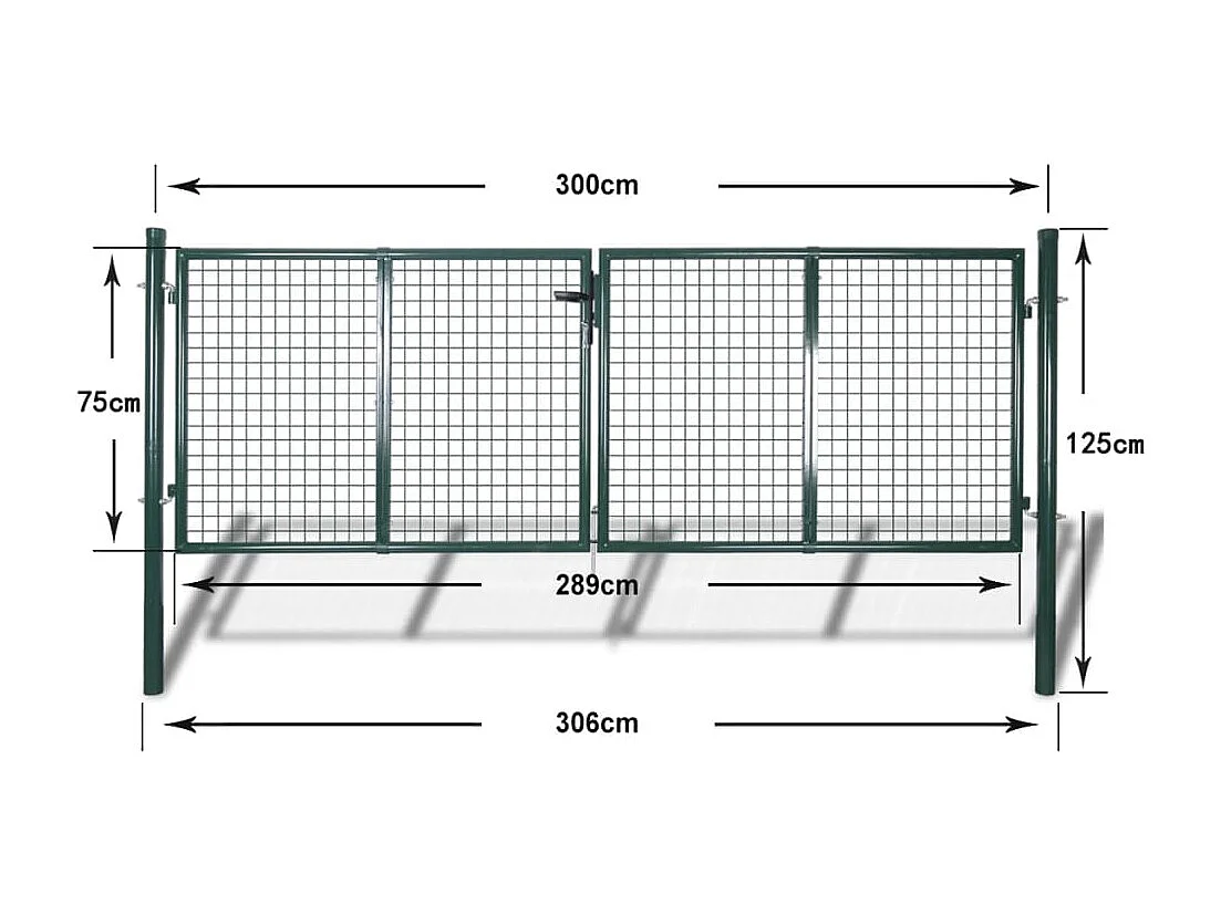 Portail de Clôture en Grillage Galvanisée 289x75 - 306x125