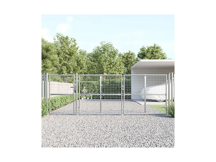 Portal de jardin maille argenté 400x175 acier galvanisé