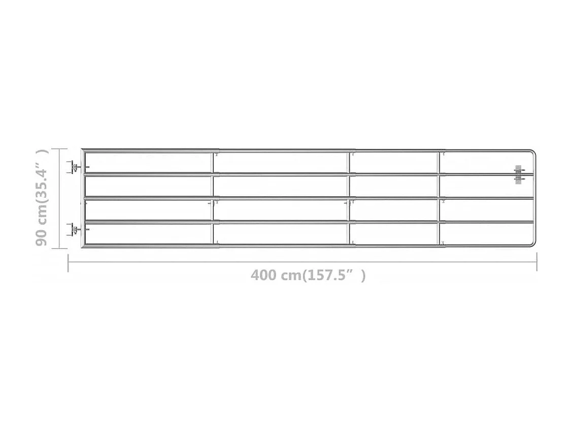 Portillon à 5 barres Acier (150-400)x90cm Argenté