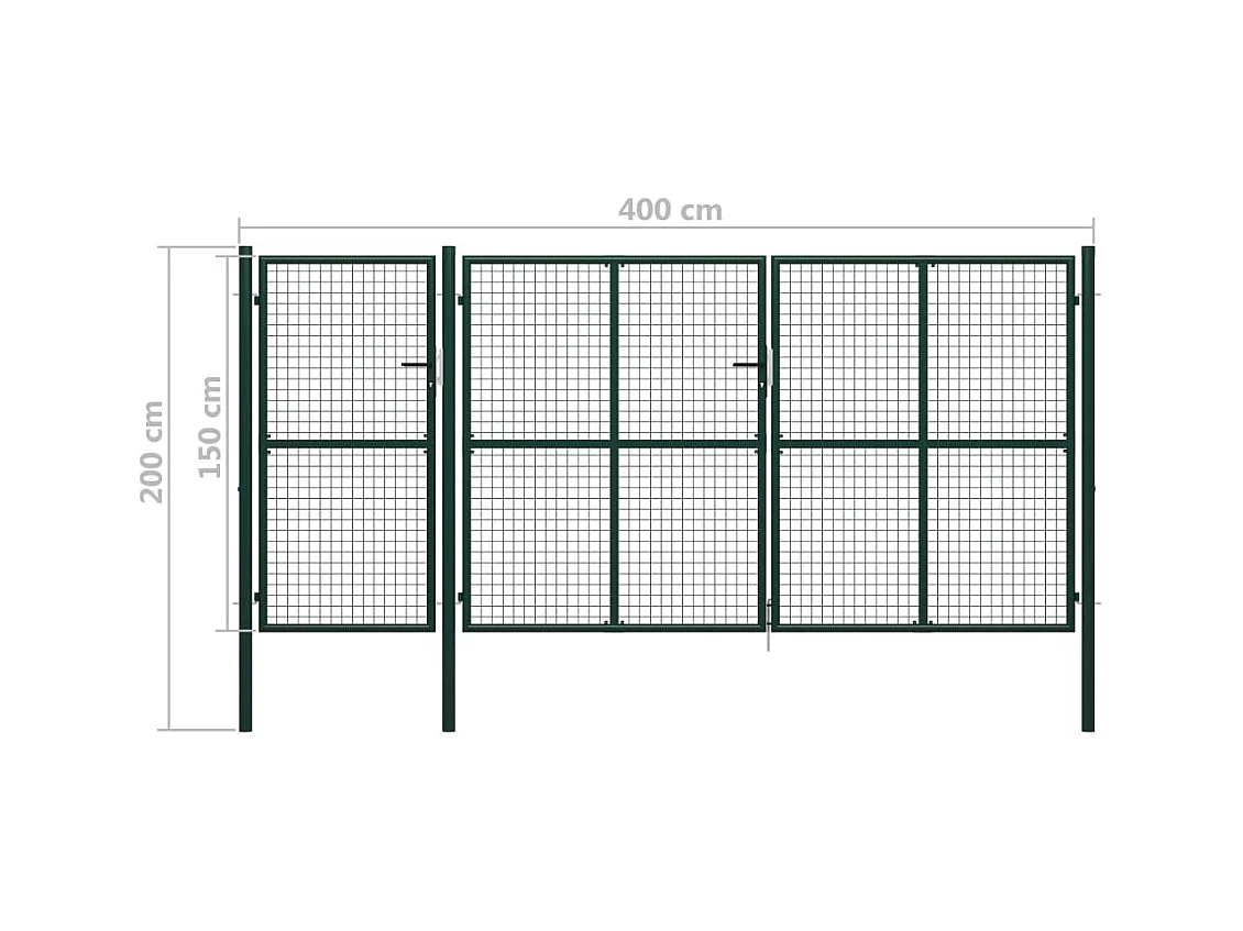 Portail de jardin Acier 400x150 Vert 2