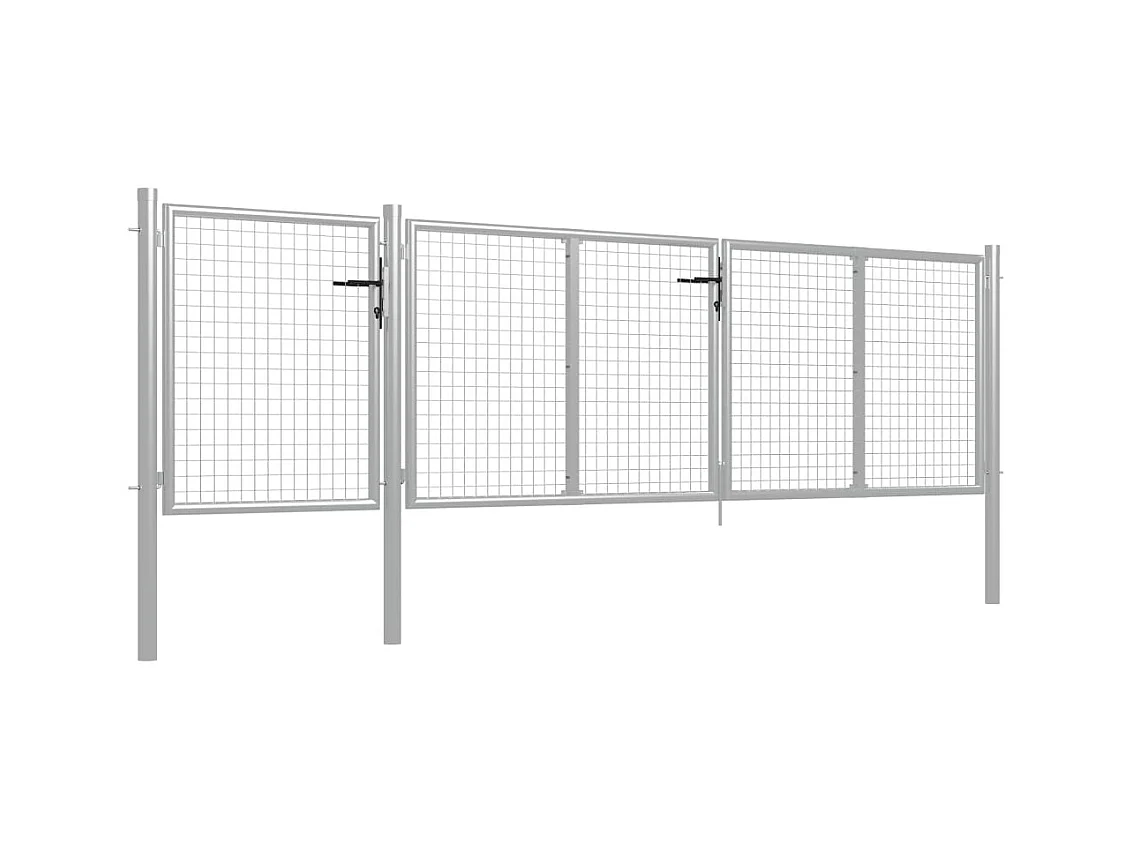 Portail de jardin Acier 400x100 Argenté 2