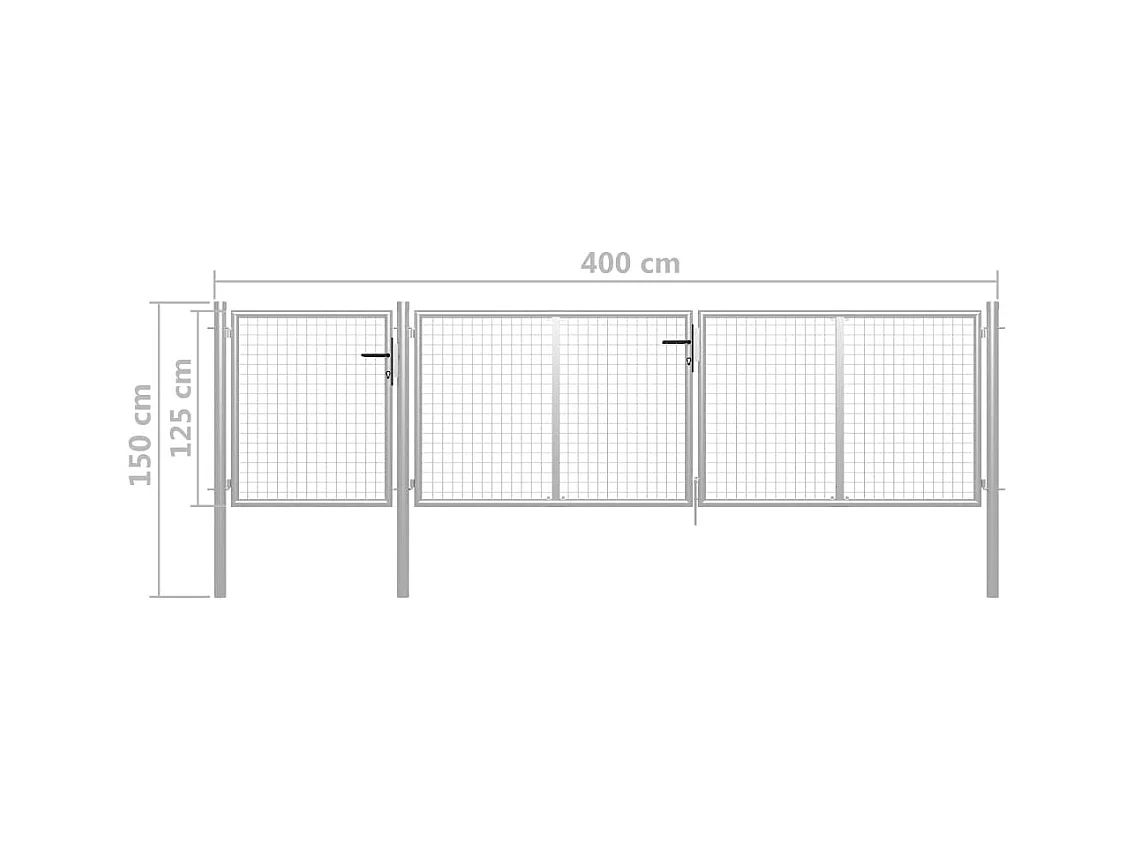 Portail de jardin Acier 400x100 Argenté 2