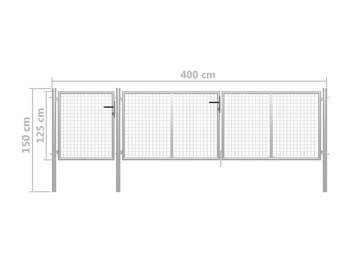Portail de jardin Acier 400x100 Argenté 2