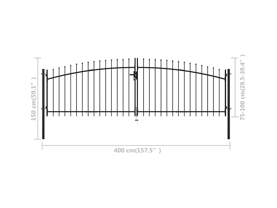 Double portail avec haut sous forme de lance 400x150