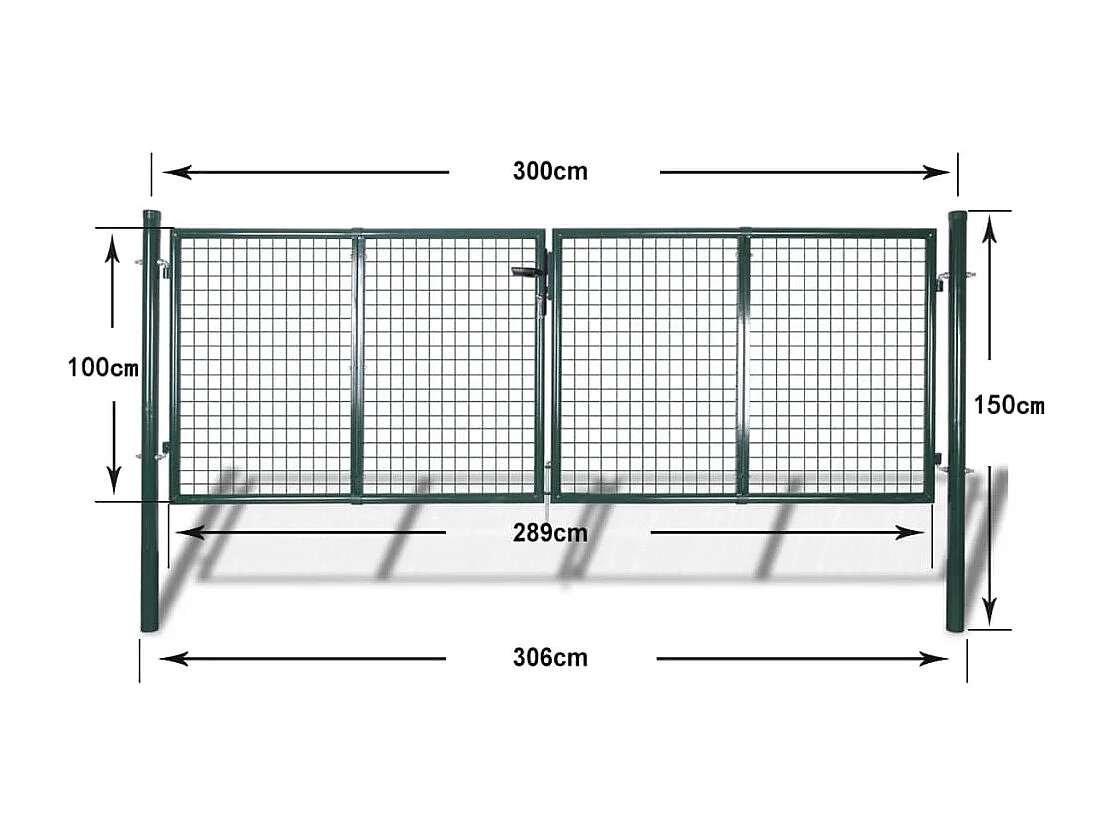 Portail de clôture Acier 306x150 Vert