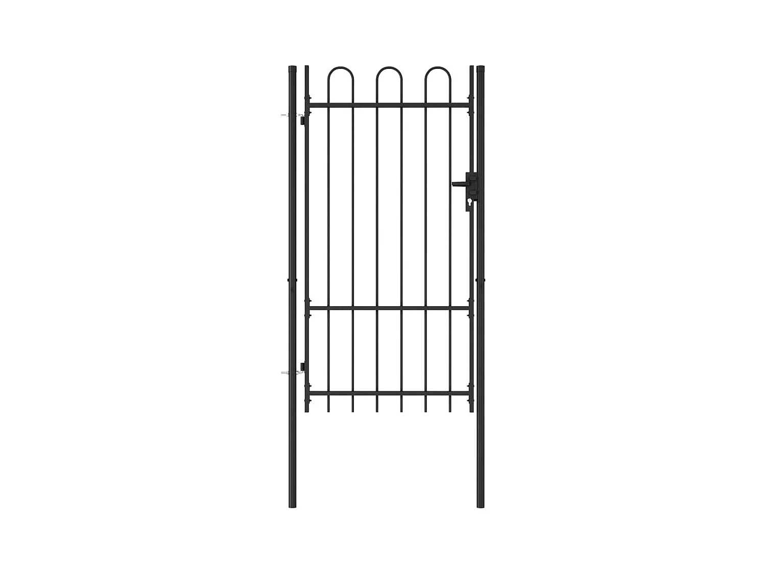 Portillon simple porte avec dessus arqué Acier 1x1,75 m Noir