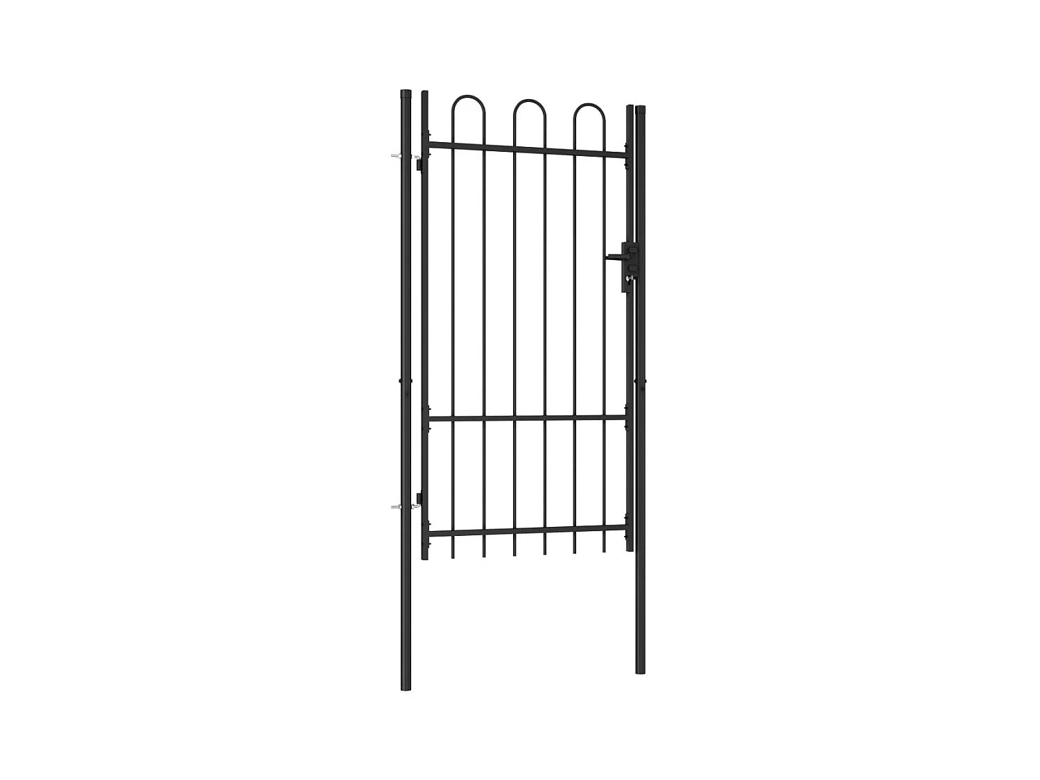 Portillon simple porte avec dessus arqué Acier 1x1,75 m Noir