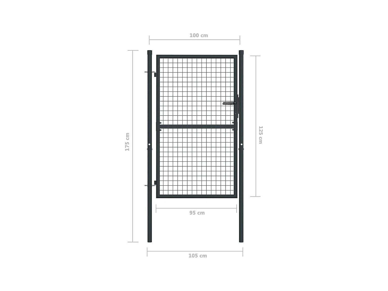 Portail en maille de jardin Acier galvanisé 100x175 Gris