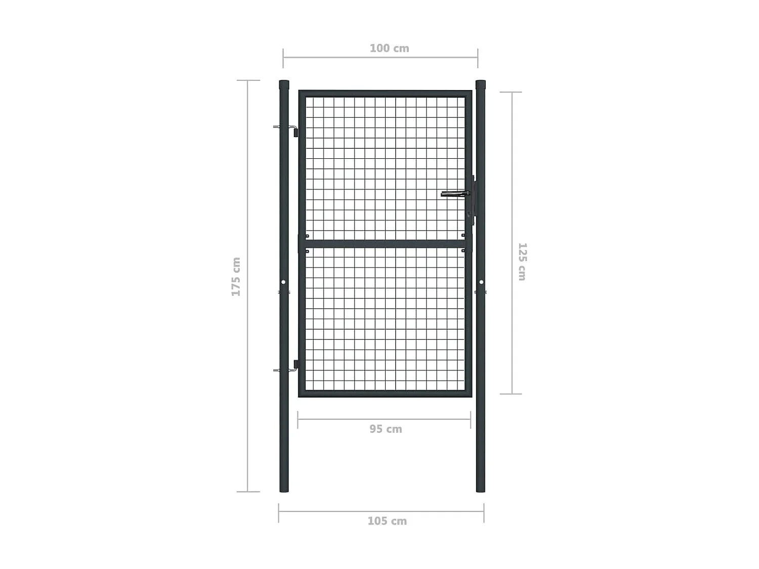 Portail en maille de jardin Acier galvanisé 100x175 Gris